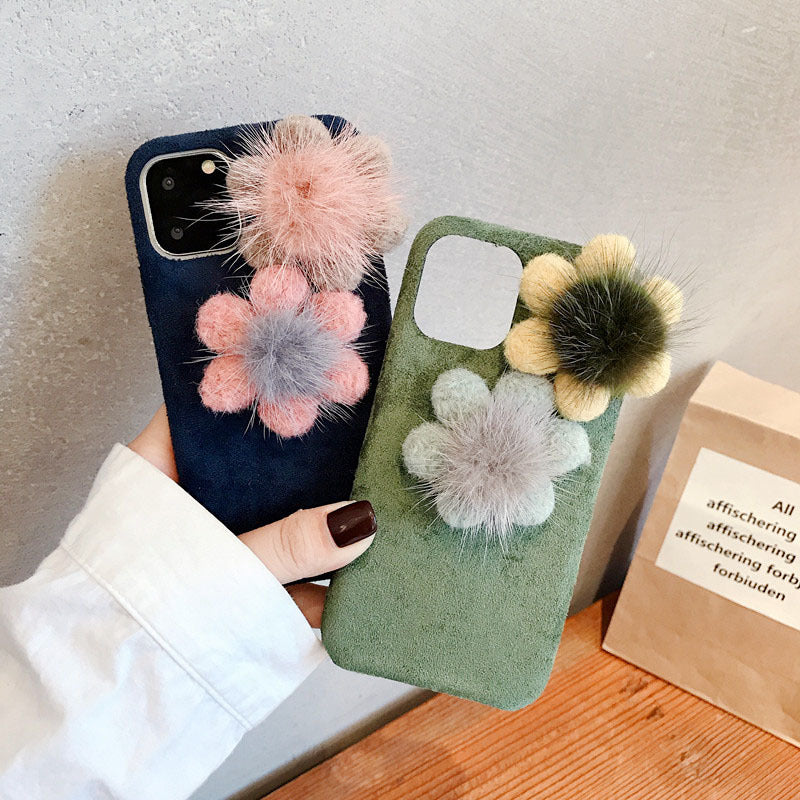 Plush Mink Flower Apple 11 Mobile Phone Case IPhone8plus Autumn Xsmax Protective Cover 7 Suitable For XR