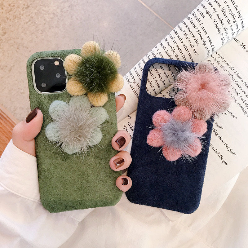 Plush Mink Flower Apple 11 Mobile Phone Case IPhone8plus Autumn Xsmax Protective Cover 7 Suitable For XR