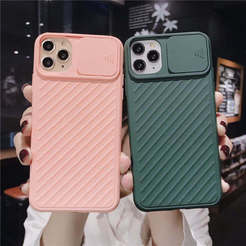 Simple Lens Sliding Cover Mobile Phone Case IPhone11pro Max Creative Pure Color Tpu Apple X Protective Cover Applicable