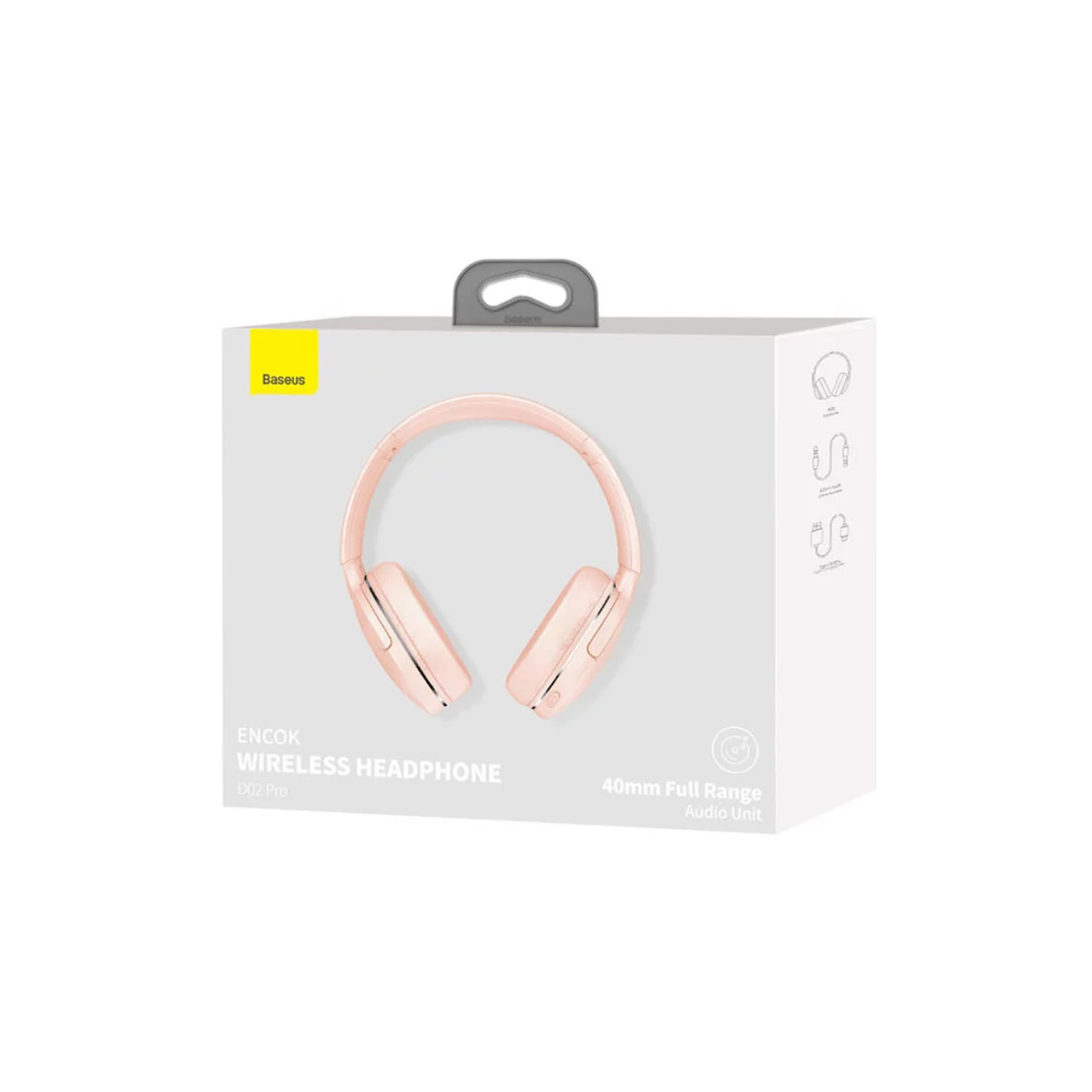 Baseus Encok D02 Pro Wireless Bluetooth Headphones – Rose Pink | Foldable & Comfortable Design