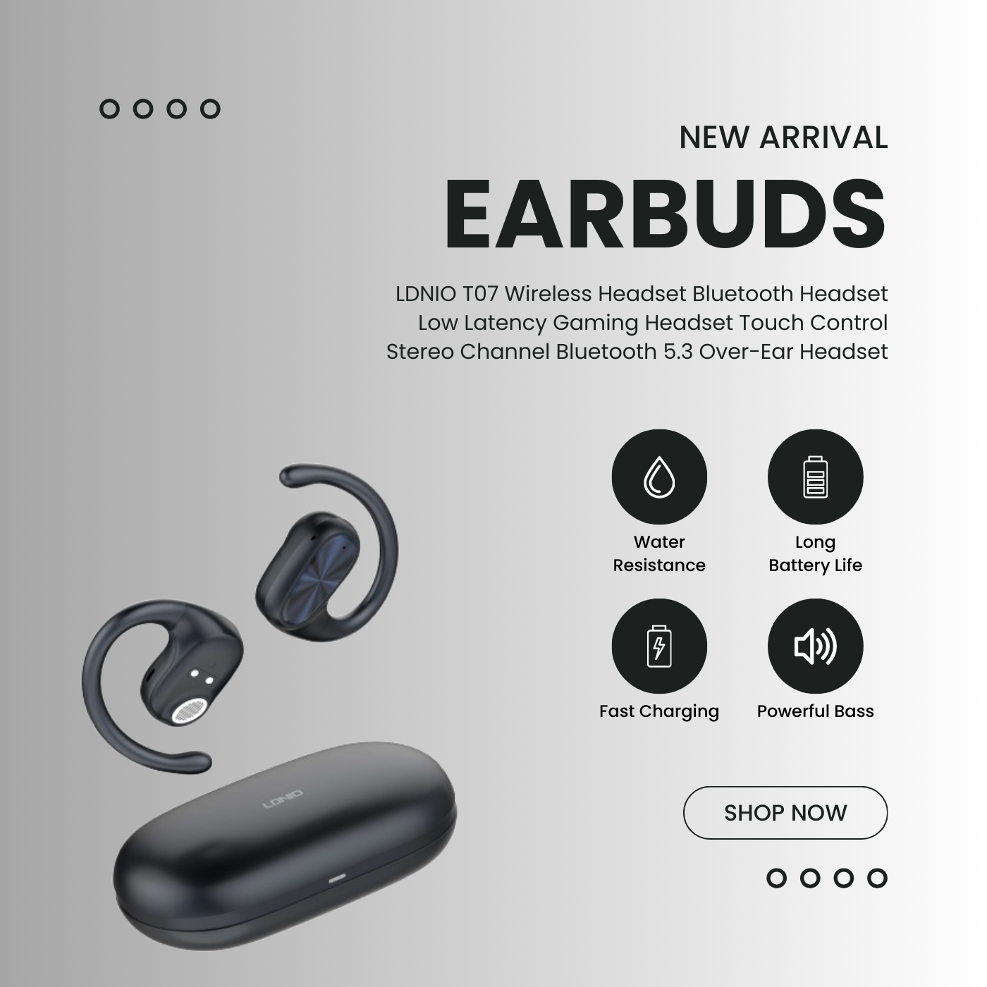 Wireless Stereo BT Earbuds Over-Ear Headphones T07