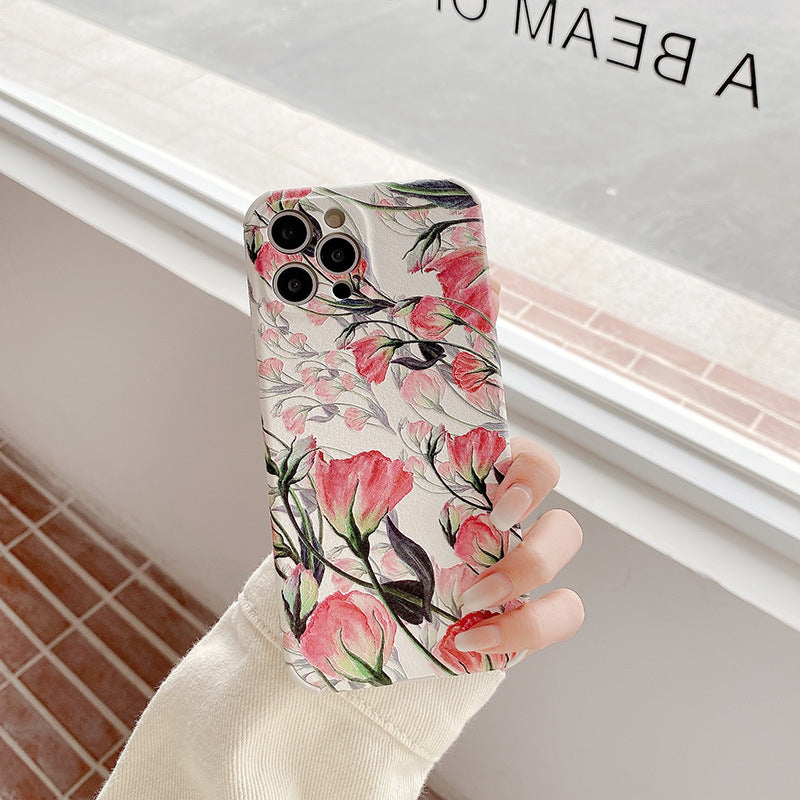 Big Flower Iphone12Pro Mobile Phone Case Suitable For Apple 11tpu Soft Shell Painted Beautiful Protective Cover