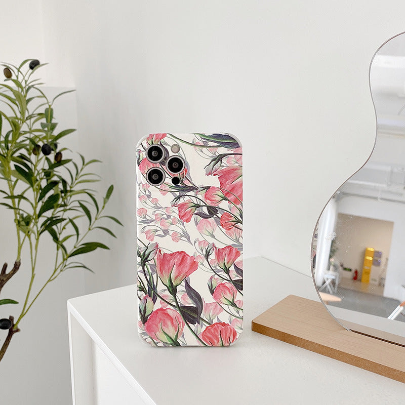 Big Flower Iphone12Pro Mobile Phone Case Suitable For Apple 11tpu Soft Shell Painted Beautiful Protective Cover