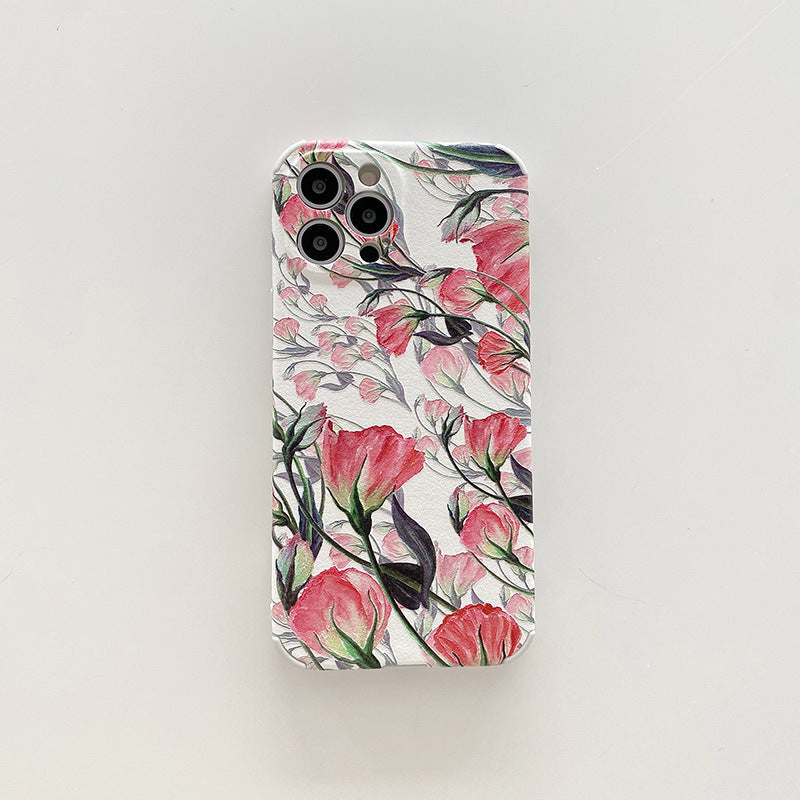 Big Flower Iphone12Pro Mobile Phone Case Suitable For Apple 11tpu Soft Shell Painted Beautiful Protective Cover