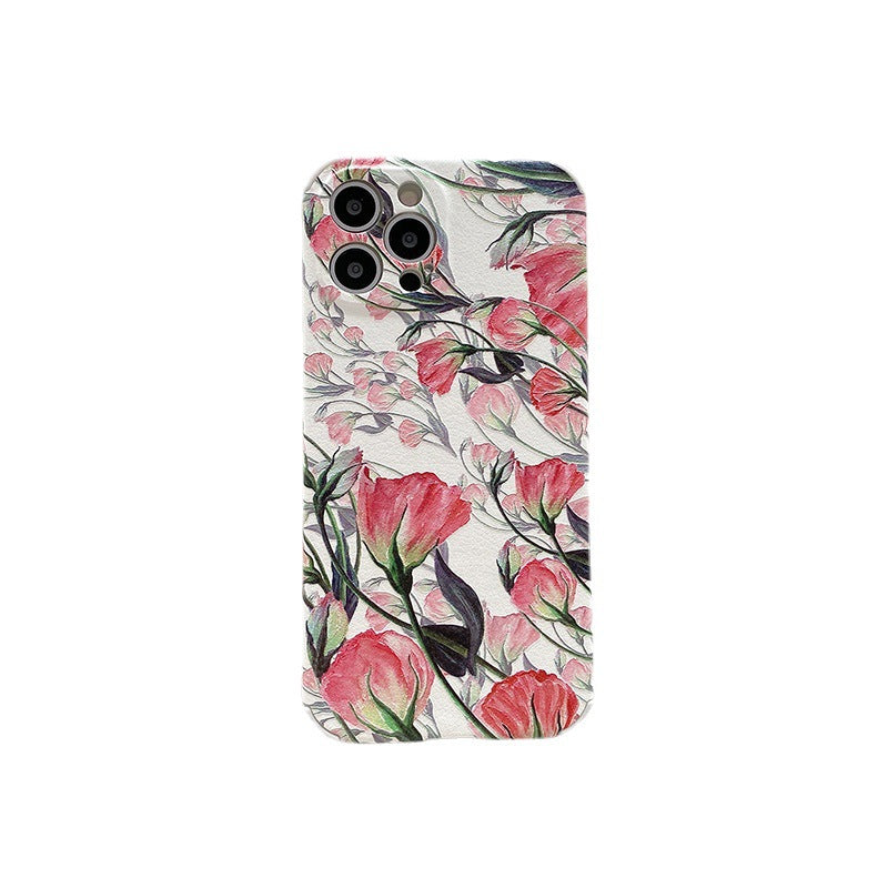 Big Flower Iphone12Pro Mobile Phone Case Suitable For Apple 11tpu Soft Shell Painted Beautiful Protective Cover