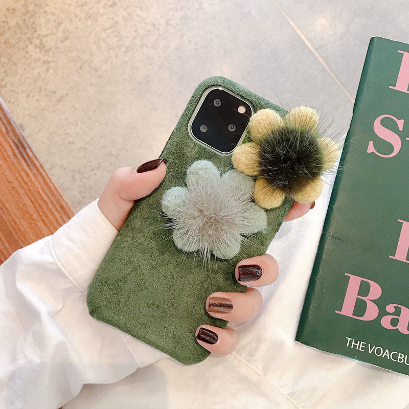 Plush Mink Flower Apple 11 Mobile Phone Case IPhone8plus Autumn Xsmax Protective Cover 7 Suitable For XR