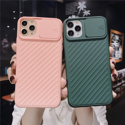 Simple Lens Sliding Cover Mobile Phone Case IPhone11pro Max Creative Pure Color Tpu Apple X Protective Cover Applicable