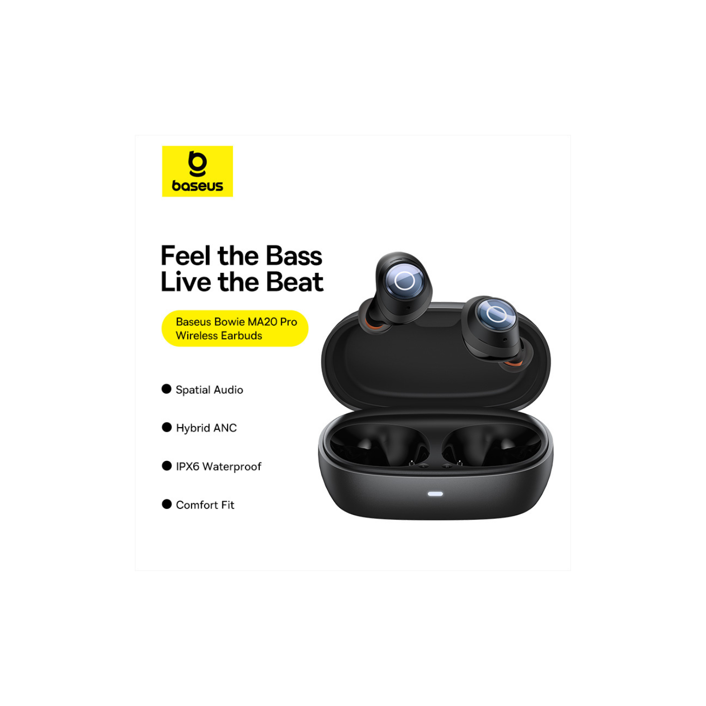 Baseus Bowie MA20 Pro – True Wireless Earphones with ANC | Cluster Black