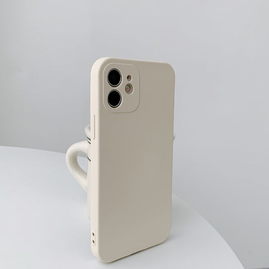 Iphone12 Liquid Silicone Mobile Phone Shell Suitable For Apple 11promax White Solid Color Red Protective Cover