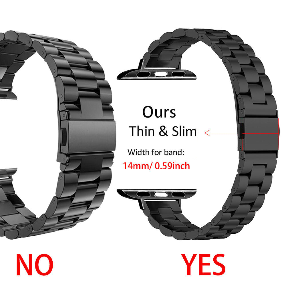 Suitable For Apple IWatch3/4/5/6 Generations Three Small Waist Style Stainless Steel Metal Strap